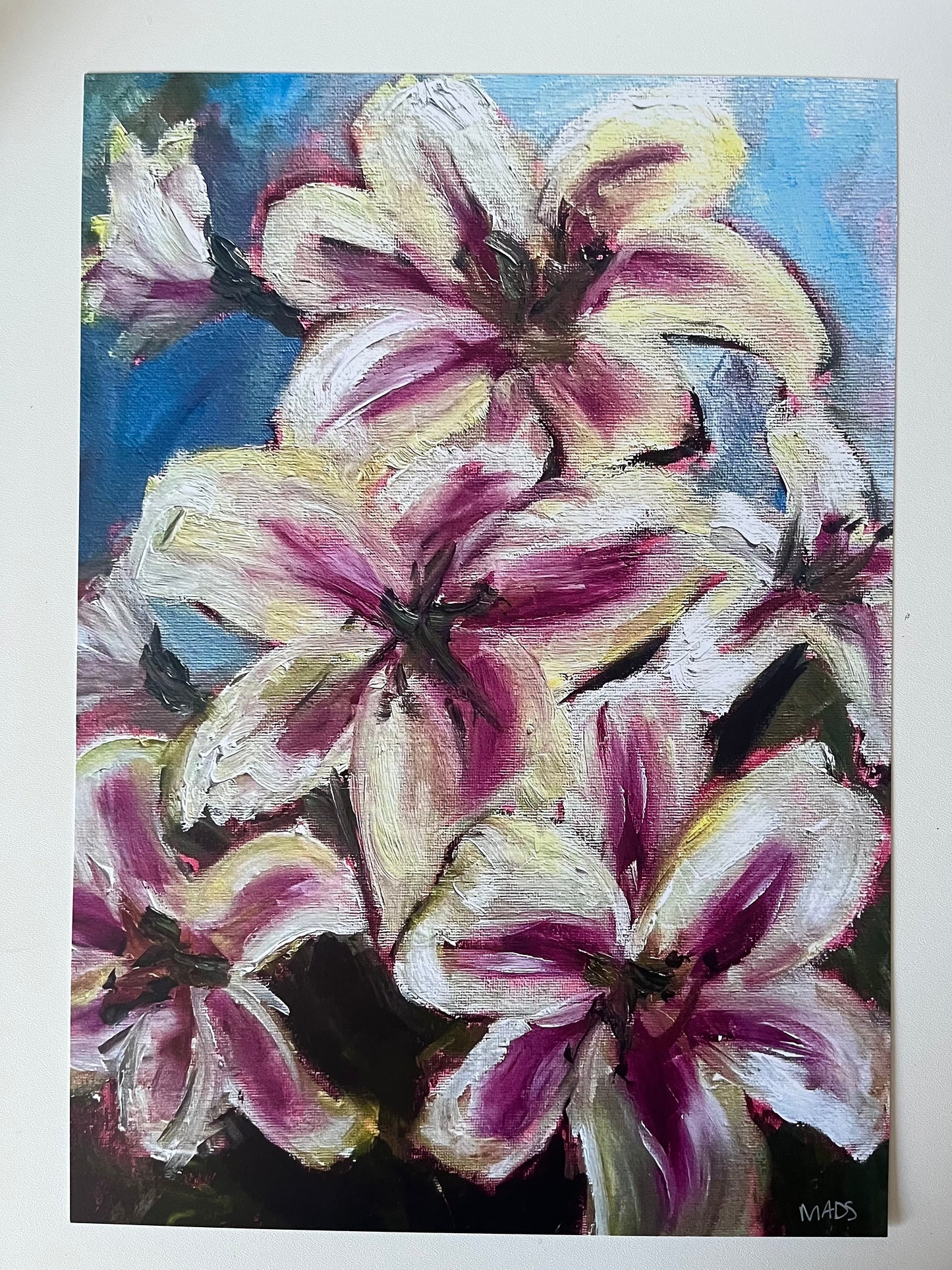 White And Pink Lilies PRINT